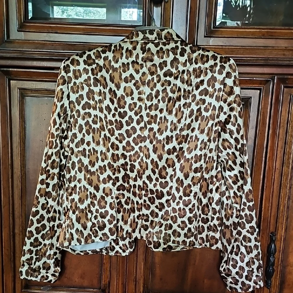 Vintage Burberrys Of London Brown Silk Leopard Print Blazer -Sz. 8! - Picture 4 of 5